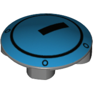 Plate Round 2 x 2 with Rounded Bottom with Dark Azure Background and Black Circle and Rectangle Print (Dark Bluish Gray)