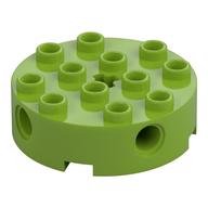 Brick Round 4 x 4 with 4 Side Pin Holes and Center Axle Hole (Lime)