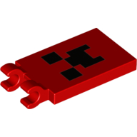 Tile Special 2 x 3 with 2 Clips with Minecraft Face Print[Thick Open O Clips] (Red)