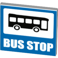 Road Sign Clip-on 2 x 2 Square With Blue Field, 'Bus Stop' (White)