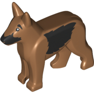 Animal, Dog, Alsatian / German Shepherd (Police Dog) with Black Eyes, Nose and Fur Print (Medium Nougat)
