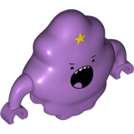 Minifig Creature Body with Star on Head, Small Black Eyes and Large Circle Mouth with Teeth Print (Lumpy Space Princess) (Medium Lavender)