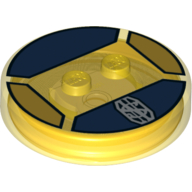 Function Brick Round 4 x 4 x 2/3 with 2 Studs and Overlapping "NS" Monogram Print (Trans-Yellow)