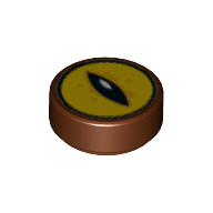 Tile Round 1 x 1 with Eye Print (Reddish Brown)