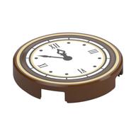 Tile Round 2 x 2 with Roman Numerals Clock Print (Reddish Brown)