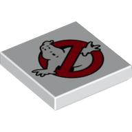 Tile 2 x 2 with Ghostbusters Logo Print (White)