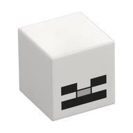 Minifig Head Special, Cube with Skeleton Face Print (White)