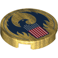 Tile Round 2 x 2 with Stylized American Eagle and Flag Print (Pearl Gold)