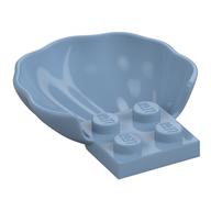 Animal Body Part, Clam / Scallop Half Shell with 4 Studs (Sand Blue)