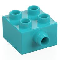 Duplo Brick 2 x 2 - Grooved Pin on Side (Medium Azure)