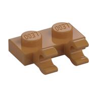 Plate Special 1 x 2 with Clips Horizontal [Open O Clips] (Medium Nougat)