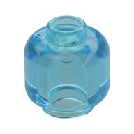 Minifig Head [Plain] [Vented Stud - 2 Holes] (Trans-Light Blue)