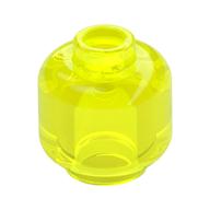 Minifig Head [Plain] [Vented Stud - 2 Holes] (Trans-Neon Green)