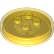 Function Brick Round 4 x 4 x 2/3 with 4 Studs and Trans Orange Bottom Pattern (Generic for Gadgets) (Trans-Yellow)