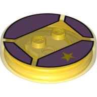 Function Brick Round 4 x 4 x 2/3 with 2 Studs and Yellow Star on Medium Lavender Background Print (Trans-Yellow)