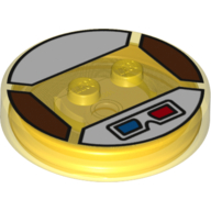 Function Brick Round 4 x 4 x 2/3 with 2 Studs and 3D Glasses Print (Trans-Yellow)