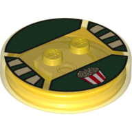 Function Brick Round 4 x 4 x 2/3 with 2 Studs and Popcorn Print (Trans-Yellow)