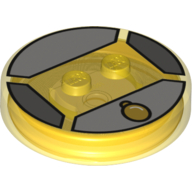 Function Brick Round 4 x 4 x 2/3 with 2 Studs and Gold Amulet on Tan Background Print (Trans-Yellow)