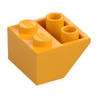 Brick Sloped Inverted 45° 2 x 2 [Ovoid Bottom Pin, Bar-sized Stud Holes] (Bright Light Orange)