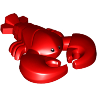 Animal, Lobster with Small Black Eyes with White Pupils Print (Red)