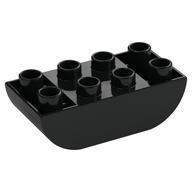 Duplo Brick 2 x 4 Curved Bottom (Black)