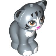 Animal, Cat, Sitting with Medium Nougat Eyes, Dark Pink Nose and Black and White Patches (Chico) Print (Sand Blue)