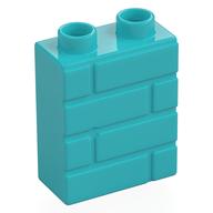 Duplo Brick 1 x 2 x 2 Brick Effect (Medium Azure)