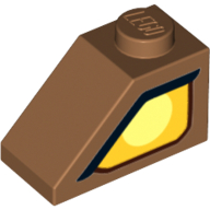 Brick Sloped 45° 2 x 1 with Bottom pin, with right eye (Medium Nougat)