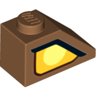 Brick Sloped 45° 2 x 1 with Bottom pin, with left eye (Medium Nougat)