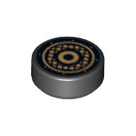 Tile Round 1 x 1 with Speaker Grille Print (Black)