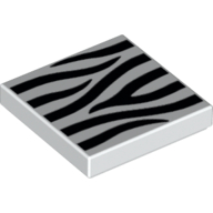 Tile 2 x 2 with Zebra Stripes Print (White)