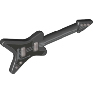 Musical Instrument Guitar Electric 'ML' Type with Pick Guard and Silver Strings and Knobs Print (Black)