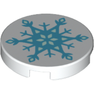 Tile Round 2 x 2 with Frozen Snowflake Print (White)