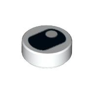 Tile Round 1 x 1 with Squinted Eye, Top Side Pupil Print (White)