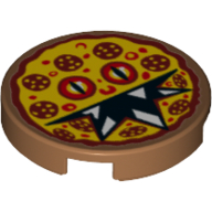 Tile Round 2 x 2 with Pizza Pepperoni Scary Face Print (Medium Nougat)