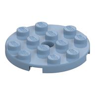 Plate Round 4 x 4 with Pin Hole (Sand Blue)