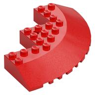 Brick Round Corner 10 x 10 with Slope 33° Edge, Axle Hole, Facet Cutout (Red)