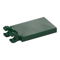 Tile Special 2 x 3 with 2 Clips [Thick Open O Clips] (Dark Green)