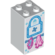 Brick 2 x 2 x 3 with shower Print (White)