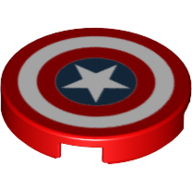 Tile Round 2 x 2 with Captain America Star Print (Red)