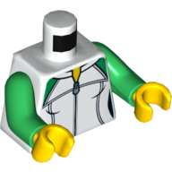 Torso, Jacket and Zipper Print, Green Arms, Yellow Hands (White)