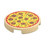 Tile Round 2 x 2 with Pepperoni Pizza Print (Tan)