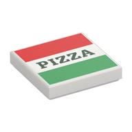 Tile 2 x 2 with Pizza Box Print (White)