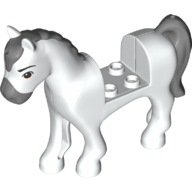 Animal, Horse with 2 x 2 Cutout, Black Eyes, Light Bluish Grey Nose, Mane and Tail Print (White)