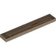 Tile 1 x 6 with Wood Decoration Print (Dark Tan)