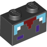 Brick 1 x 2 with Pixelated Enchantment Table Print (Black)