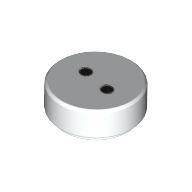 Tile Round 1 x 1 with 2 Small Black Circles (White)