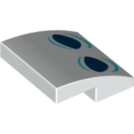 Brick Curved 2 x 2 x 2/3 with Dark Blue Eyes and Azure Lines Print (White)
