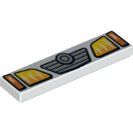 Tile 1 x 4 with Yellow and Orange Headlights Print (White)