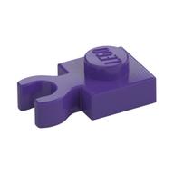 Plate Special 1 x 1 with Clip Vertical [Thick Open O Clip] (Dark Purple)